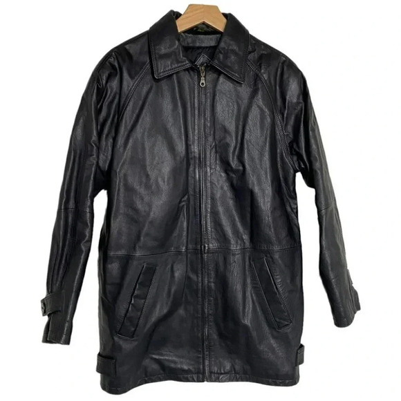 Phase 2 Vintage 90's‎ Mens S black leather lined jacket - Picture 1 of 10